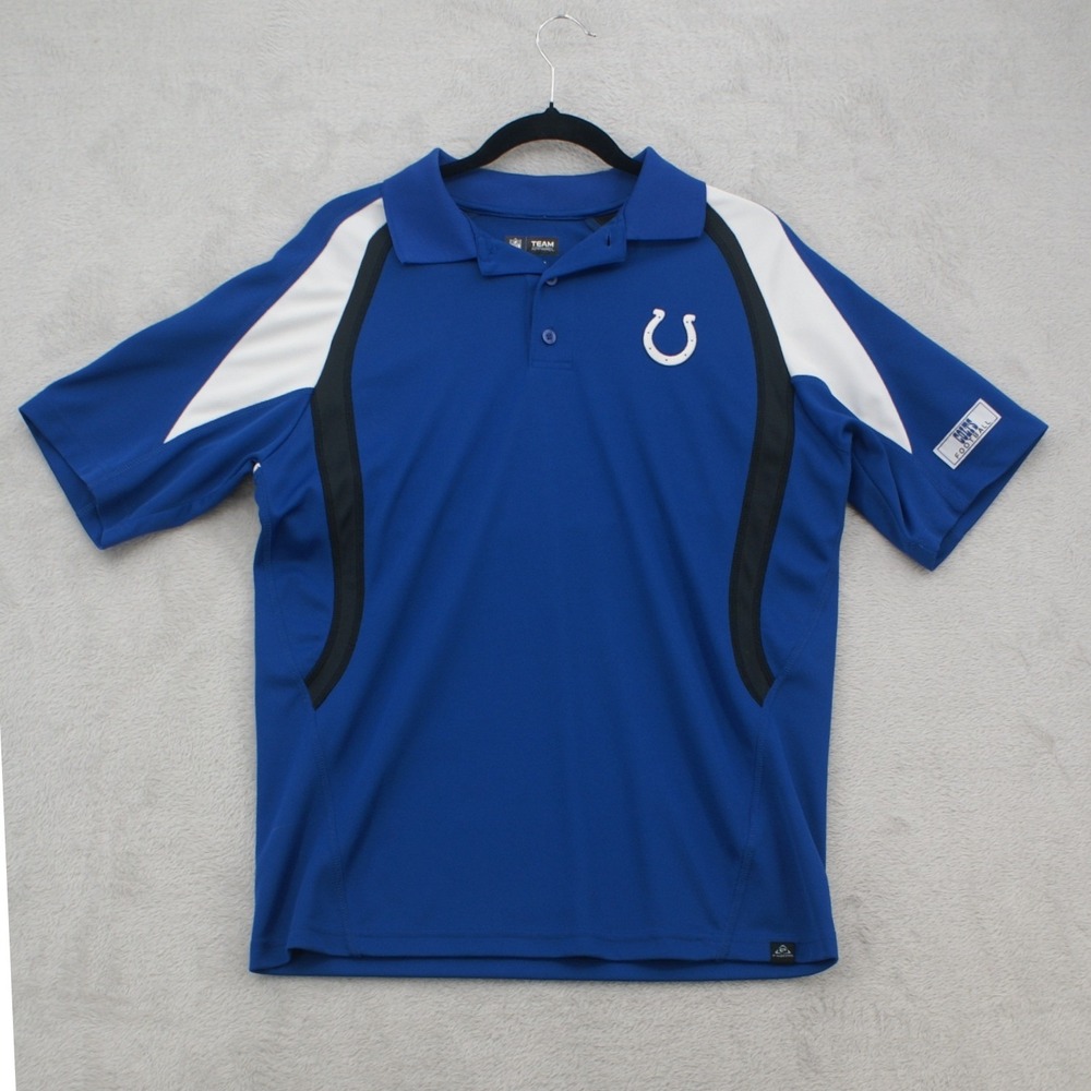NFL Team Apparel Indianapolis Colts Mens M Blue Colorblock Polo Shirt KCCR